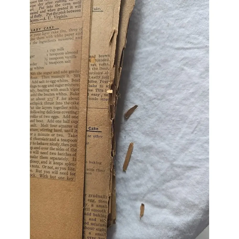 Vtg‎ String-Bound Scrapbook Clippings Cut-Out Handwritten Ephemera Recipe Book